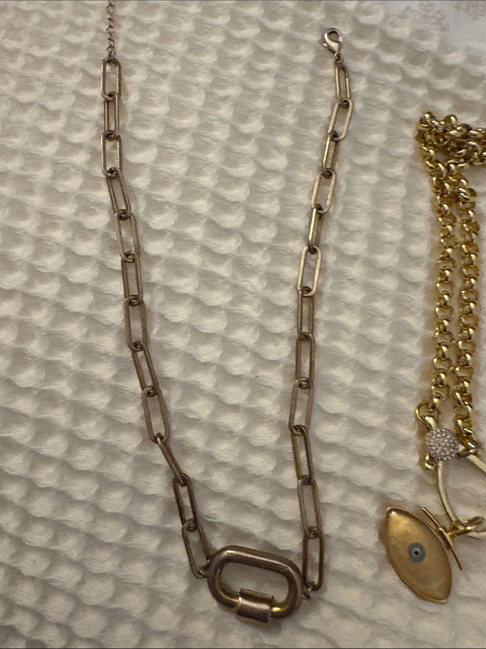 Gold Tone Layered Necklace Set - Elegant Eye Pendant